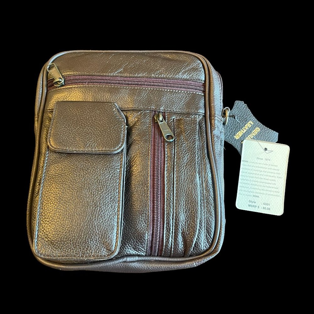 Leather Compact Organizer Brown